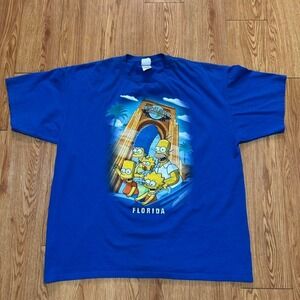 Universal Studios‎ The Simpsons Florida Y2K Blue Shirt Size 2XL XXL